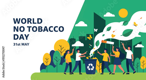 People celebrating World No Tobacco Day in a park with smoke-free environment