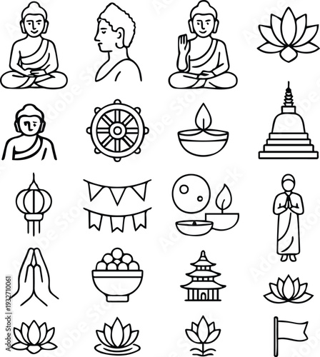Buddha Purnima related icons transparent