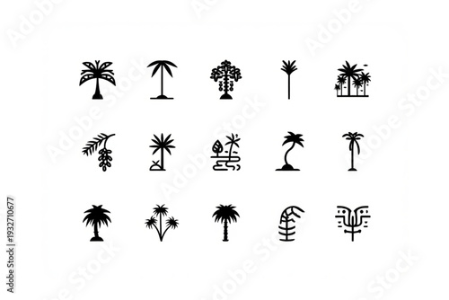 set of palm trees silhouettes