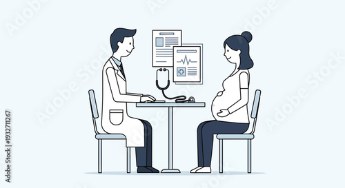 Doctor Consults Pregnant Woman for Healthcare Checkup