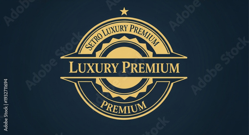 Elegant Luxury Premium Badge Design with Gold Accents and Star Element.