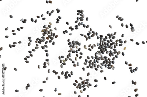 Food seasoning, chia seeds isolated on PNG background.