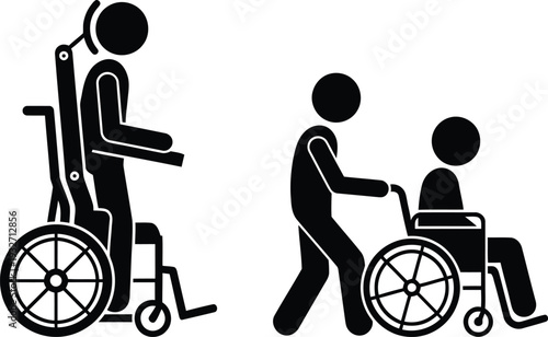 Assistance and care for people using wheelchairs in various settings.