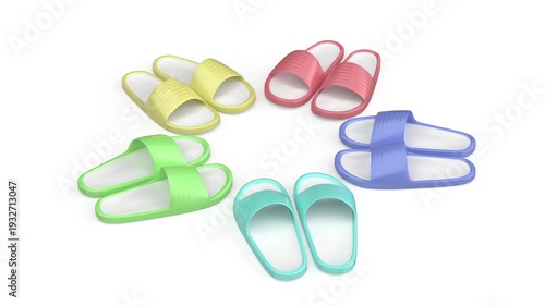 Wallpaper Mural Group of five pairs of rubber slides in different colors on white background Torontodigital.ca