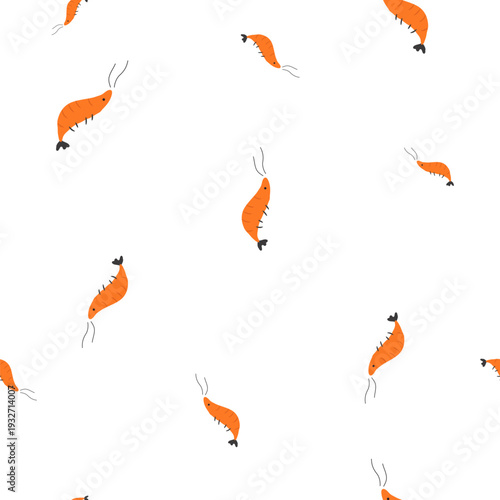 Cute Shrimp Seamless Pattern – Minimal Nautical Vector Background