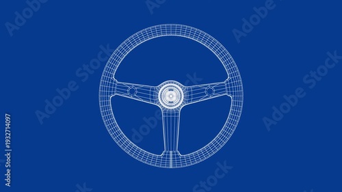Wallpaper Mural 3D wire-frame model of a vintage car steering wheel Torontodigital.ca