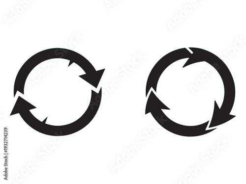 Black arrows in a circular motion with white gaps  circular arrow icons