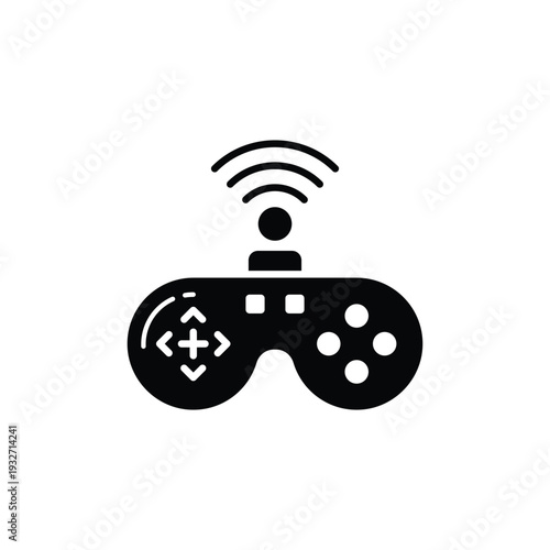 Wireless game controller with Wi-Fi signal icon, representing online gaming and connectivity