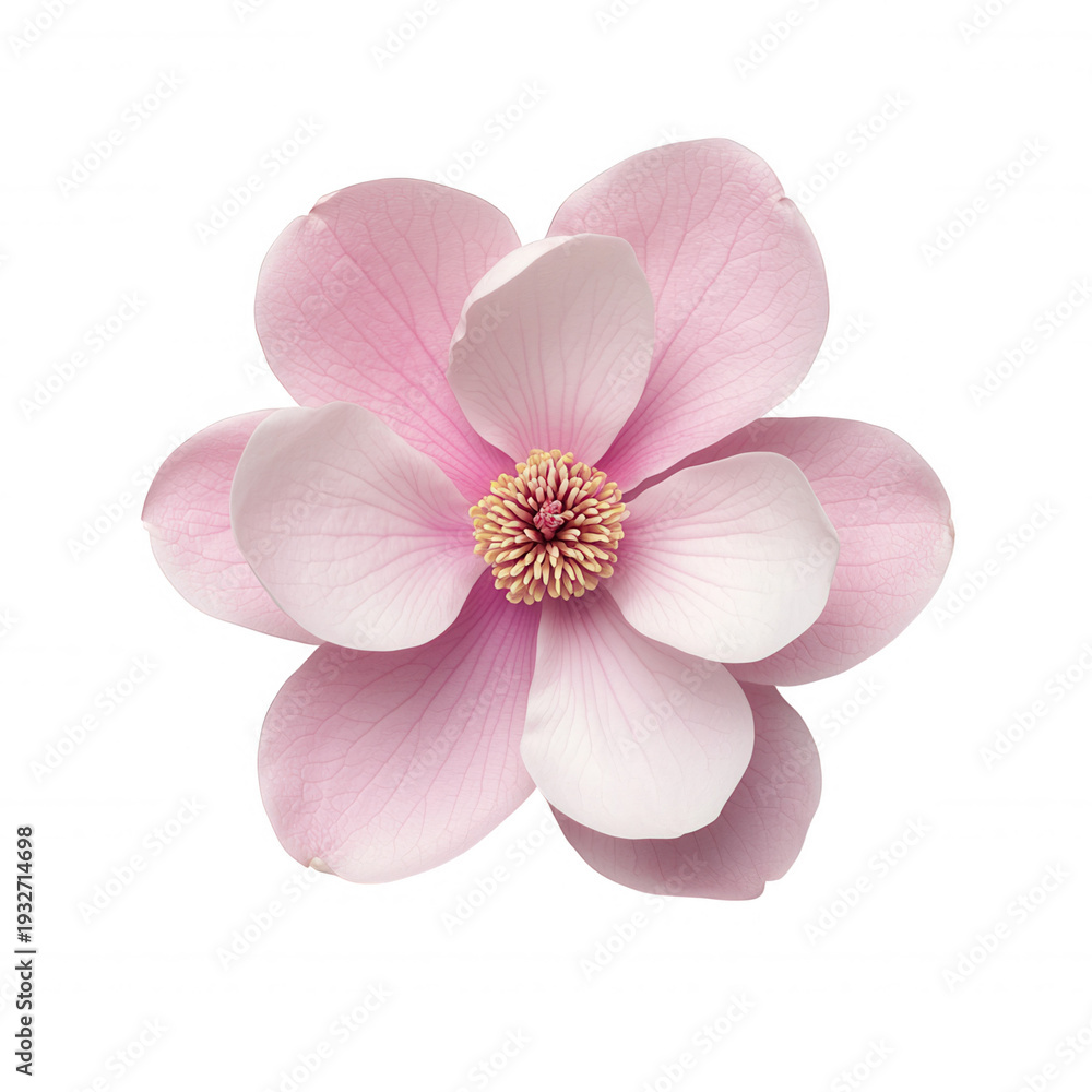 Fototapeta premium Pink magnolia blossom with delicate petals, showing natural beauty and background freshness transparent