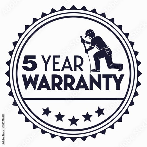 5 year warranty stamp with the text