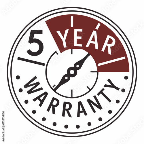 5 year warranty stamp with the text