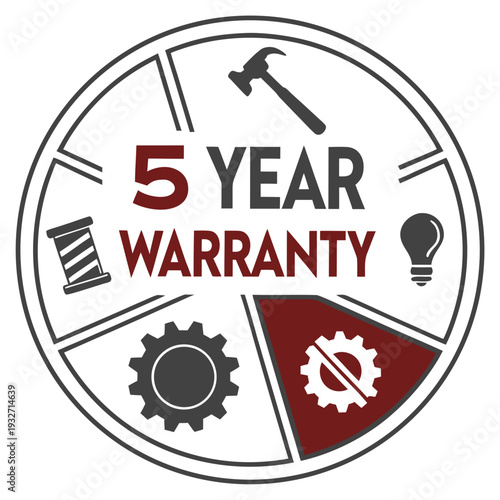 5 year warranty stamp with the text