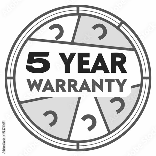 5 year warranty stamp with the text