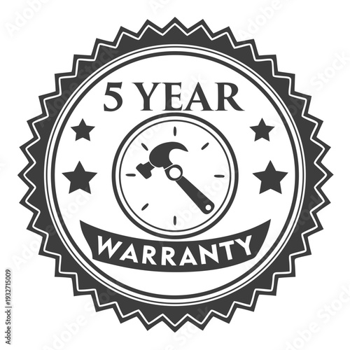 5 year warranty stamp with the text