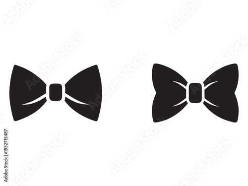 Black bow tie icons for formal wear accessories and fashion design elements  elegant necktie symbols