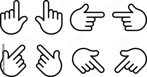 A collection of various hand gestures pointing in different directions and positions