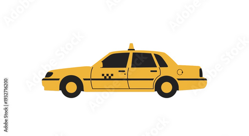 Yellow taxi car vector illustration, clean design, isolated on white background
