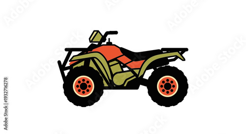Four-wheel ATV quad bike vehicle, flat design illustration