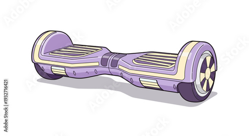 Purple hoverboard on white background, cartoon style