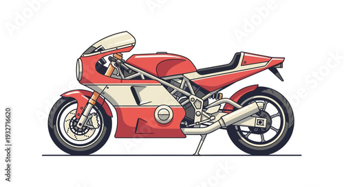 Retro Red Sport Motorcycle Illustration