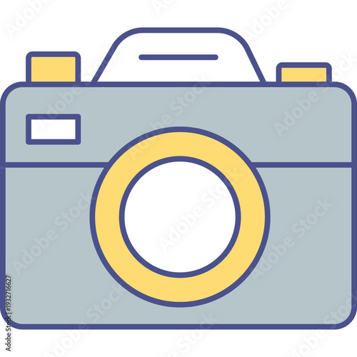 Camera Icon Colored Outline – Photo Camera, Digital Photography, Electronic Device Symbol for UI and Web