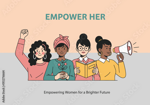 Set of 4 women empowerment icons vector