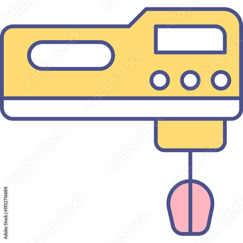 Egg Beater Icon Colored Outline – Kitchen Appliance, Cooking Tool, Food Mixer Symbol for UI and Web