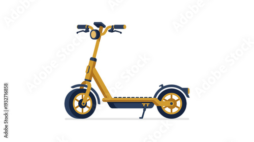 Yellow Electric Scooter Isolated on White Background