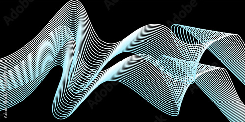 Abstract blue smooth waves on white background.Vector illustration.