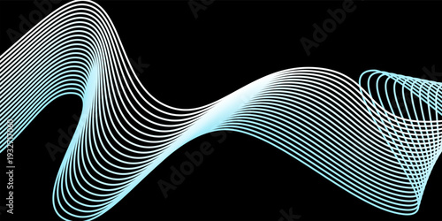 Abstract blue smooth waves on white background.Vector illustration.