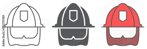 Firefighter helmet line icon, equipment and fire, head protection sign, vector graphics, a linear pattern on a white background.