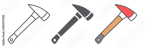 Fire ax line icon, equipment and blade, firefighter axe sign, vector graphics, a linear pattern on a white background.