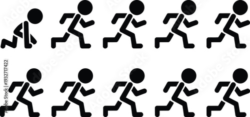 Animation of a person running in a sequence of frames.