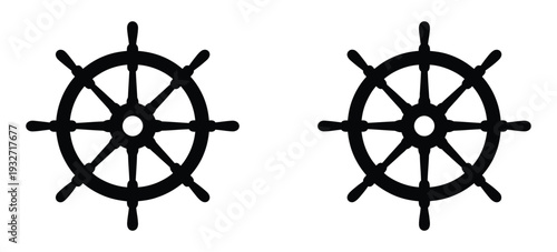 Ship, wheel icon in solid and outline style, perfect for nautical, sailing, and marine design projects, clean and modern vector illustration collection for digital and print use.