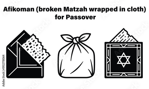 Traditional Afikoman broken Matzah wrapped in cloth for Passover