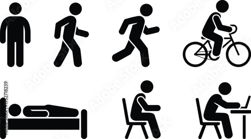 A collection of icons representing various human activities and postures.