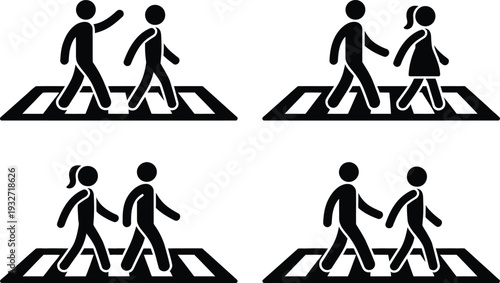 A series of images showing different people walking across a crosswalk.