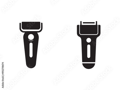 Black razor icons in different views  shaving tools  grooming accessories