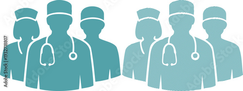 Teal medical team with stethoscopes healthcare doctor