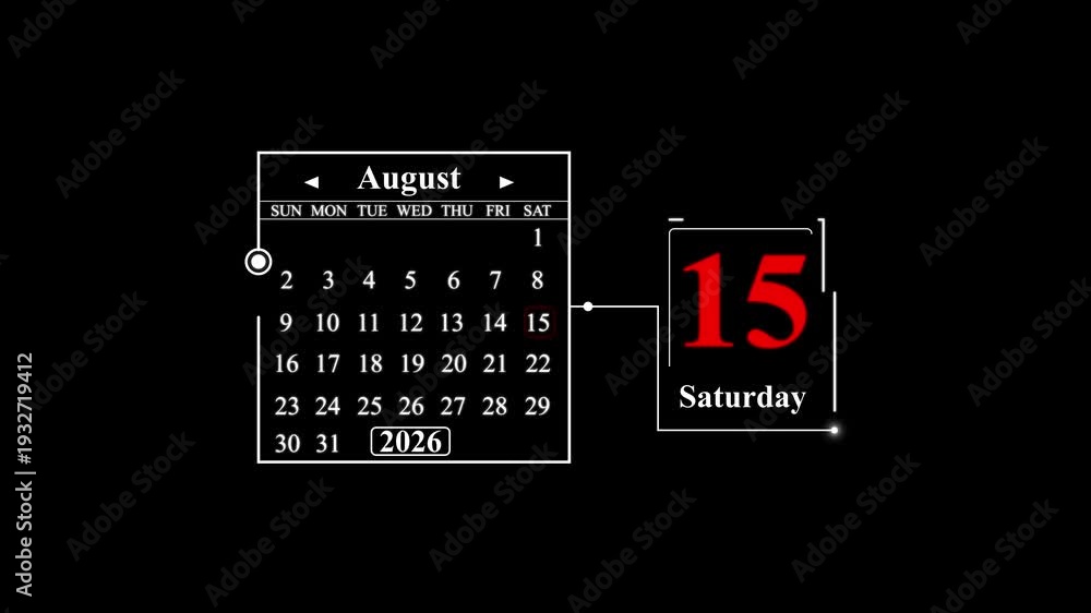 August 15 2026 Saturday Calendar Display . A very important date in the ...