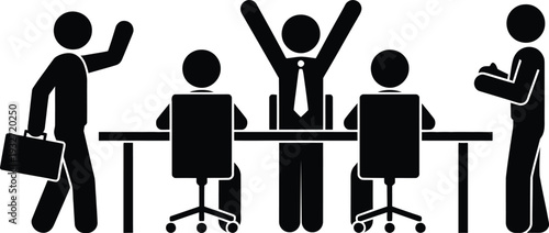 Diverse group of people engaged in a lively business meeting.