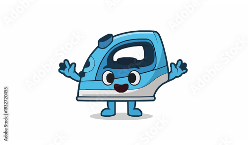Cute Cartoon Electric Iron Character Vector Illustration for Kids Isolated on White