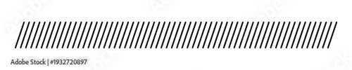 Slash line. Abstract dashed border divider set. Diagonal lines Border. Geometric print for caution tape or barrier. Parallel stripes. Black pattern isolated on white background vector illustration