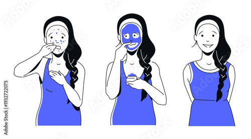 Skincare Process - colorful flat design illustration