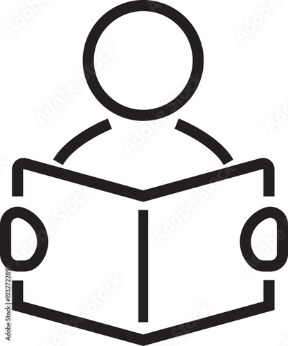 Wallpaper Mural Reading book icon in black line style. Person reading study education knowledge learning library student literacy. Human character vector educational symbol isolated on transparent background. Torontodigital.ca