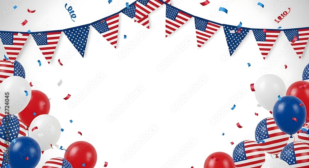 Obraz premium Happy labour day celebrations with patriotic decorations and balloons
