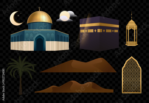 Isra Miraj Realistic Islamic Illustration Set