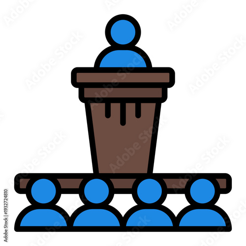 Presenter with Audience Icon Filled Line Style - Seminar and Conference Speech