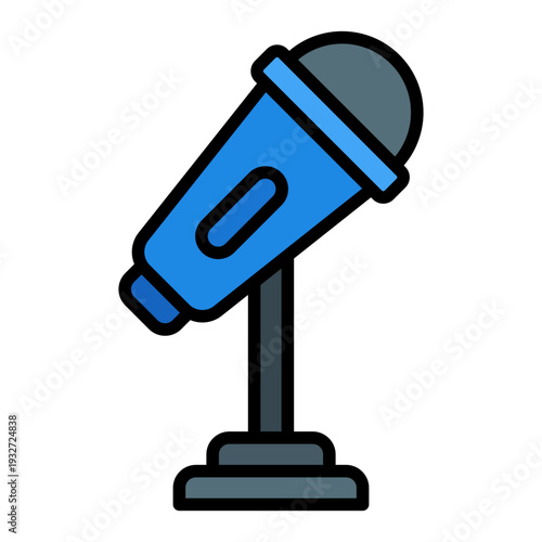 Microphone on Stand Icon Filled Line Style - Public Speaking Conference