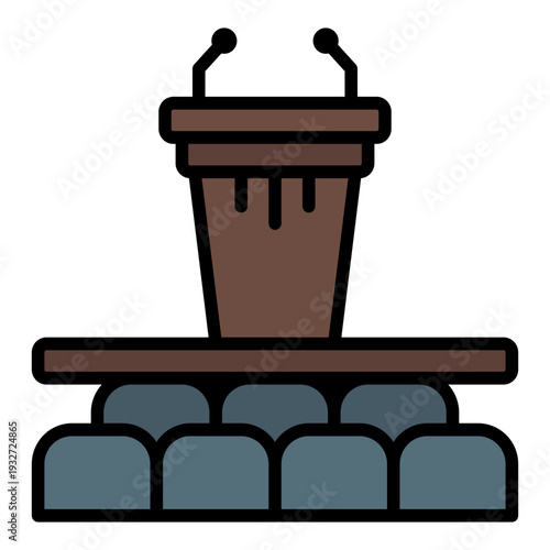 Conference Hall Icon Filled Line Style - Event and Seminar Venue